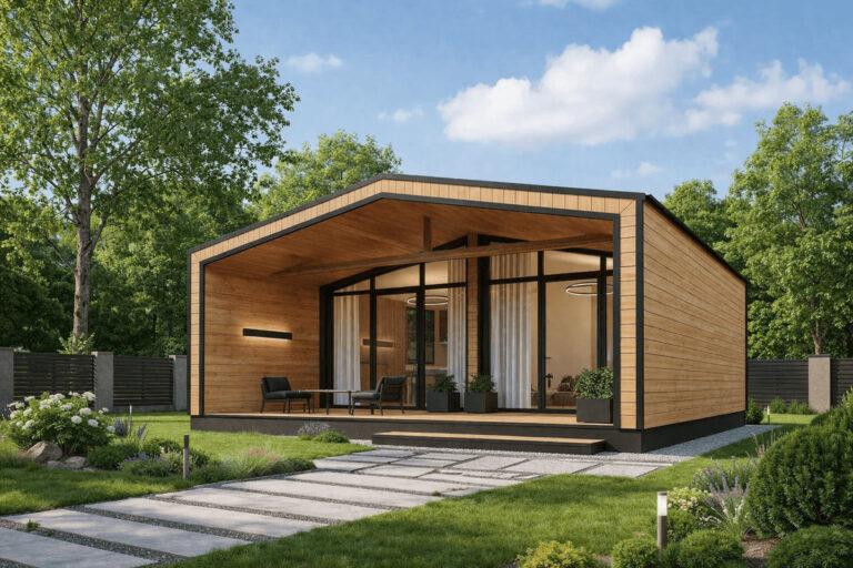 Сучасний модульний будинок Start 34 з панорамними вікнами та терасою